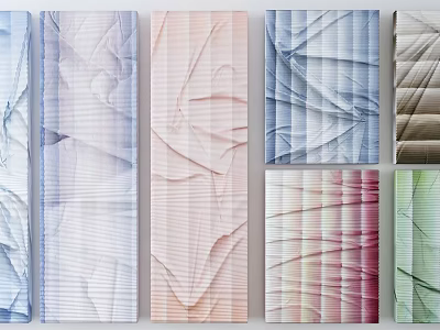 Various Colorful Textured Wall Decor Panels With Pleated Stripes And Gradient Patterns 3d model