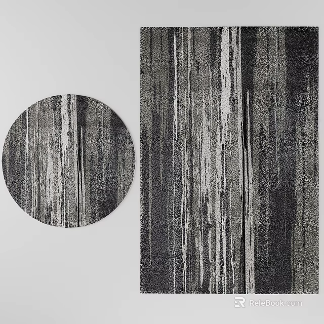Modern Dark Square Rug With Abstract Vertical White Textured Lines 3d model