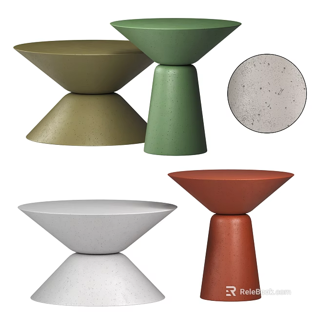 Modern Side Tables In Assorted Colors With Terrazzo Texture And Geometric Design 3d model