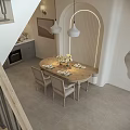 Modern Living And Dining Room Interior With Sofa Armchair Coffee Table Open Kitchen And Fireplace