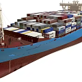 Container Cargo Ship With Blue And Red Hull Loaded With Many Colorful Containers On Deck