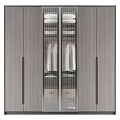 Modern Wooden Wardrobe With Glass Doors And Sliding Design For Storage Space