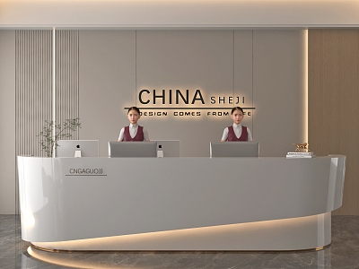 Modern reception desk bar reception hall 3d model