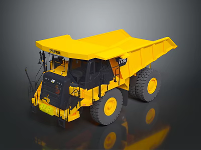 Yellow TR100 Heavy Duty Dump Truck With Large Tires And Black Details 3d model