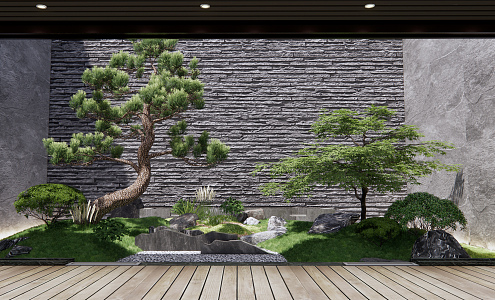 New Chinese style landscape sketch courtyard landscape 3d model