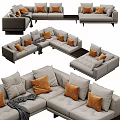 Modern Brown Leather Sectional Sofa with Plush Cushions Soft Throw Blanket and L shaped Design