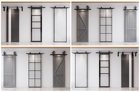 Modern Barn Door Barn Door Track Door 3d model