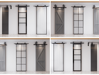 Modern Barn Door Barn Door Track Door 3d model