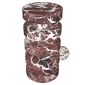 Elegant Modern Spiral Design Side Table with Red and White Marble Veins 3d model