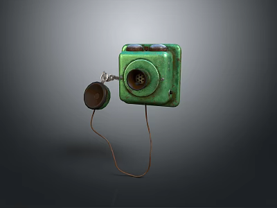 Vintage Green Square Desktop Computer With Cable And Retro Design 3d model