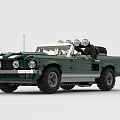 Green Vintage Convertible Building Block Car With White Stripes Open Top Design