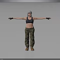 Person In Gray Hat Black Sports Bra Camouflage Pants And Brown Boots With Arms Outstretched