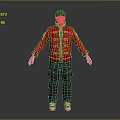 Game Movie Character Wearing Red Buttoned Jacket Camouflage Pants Gray Cap And White Sneakers