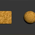 Orange Textured Cube And Sphere With Intricate Patterns On Black Surface