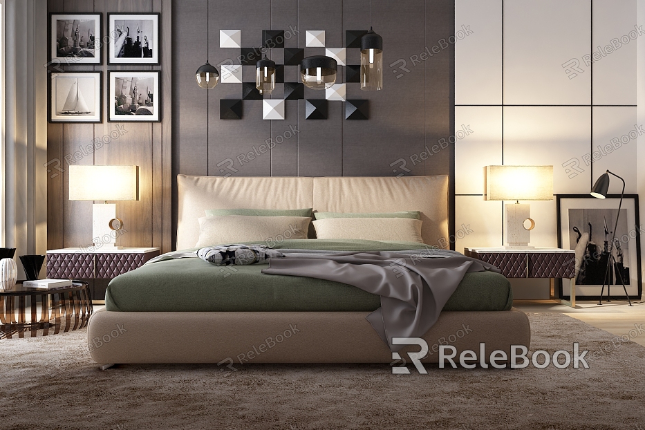 Modern background double bed model