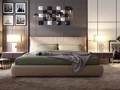 Modern background double bed model