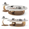 Modern Elegant Coffee Table With Marble Top Gold Ball Base Open Book Camera Side Table 3d model