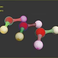 Molecular Structure Model With Red And White Spheres And Gray Bonds