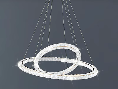 Modern Hanging Double Circular Ring Chandelier With Sparkling Crystal Accents 3d model