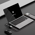 Modern MacBook Laptop Setup With Mouse Phone And Watch On Desk