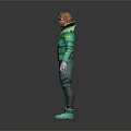 Game Movie Character With Blonde Short Hair Sunglasses Green Hooded Jacket And Blue Jeans