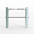 Modern Light Blue Console Table With Black Shelf And Decorative Tabletop Legs 3d model