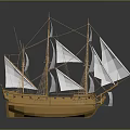 Detailed Wooden Sailboat Model Featuring White Sails And Classic Craftsmanship Design