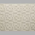 Modern Beige Square Rug With Geometric Pattern And Fringe Trim For Living Room