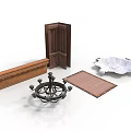 Assorted Home Decor Items Including Wooden Door Bench Rug Chandelier And Plate