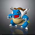 Blastoise 3D Character With Blue Body Brown Shell White Back Cannons And Yellow Belly 3d model