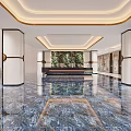 Luxurious KTV Lobby Interior With Marble Flooring 3d model