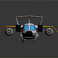 Sleek Futuristic Aircraft Model Featuring Silver Body Blue Cockpit Windows Yellow Accents And Reflective Surface