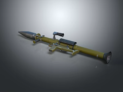 Detailed Yellow Military Rocket Launcher Weapon With Scope And Metal Structure 3d model