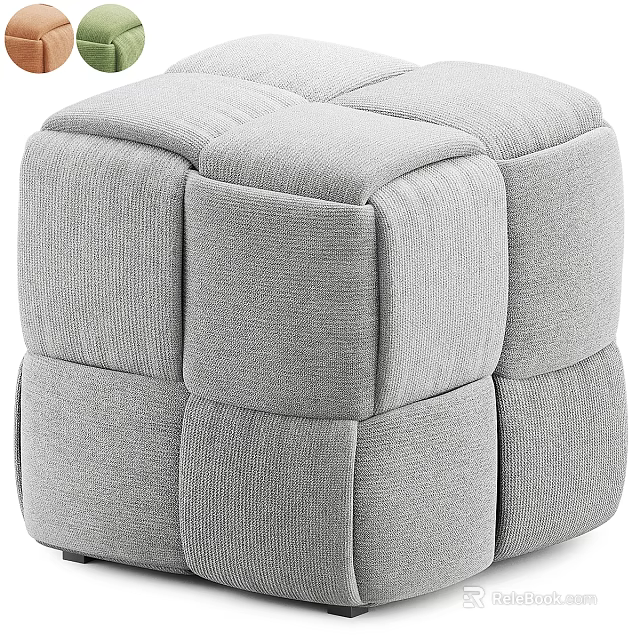 Gray Cushion With Modular Cube Design Soft Fabric Texture For Modern Home Decor 3d model 