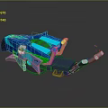 3D Cosmic Spacecraft Model With Blue Black Design And Mechanical Arm Structure