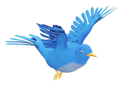 Vibrant Blue Bird With Spread Wings Yellow Beak And Claws Against White Background 3d model