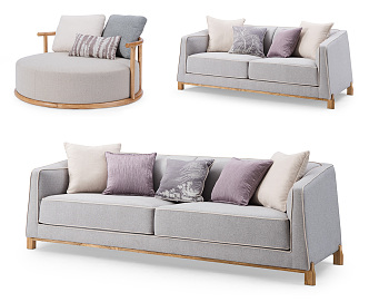 New Chinese style combination sofa plain products 3d model