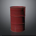 Red Metallic Oil Barrel With Vintage Design On Dark Reflective Background