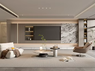 Home Living Room TV Background Wall Simple Living Room Coffee Table Combination Sofa TV Cabinet Minimalist Living Room 3d model