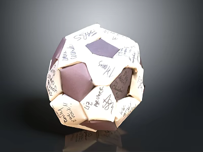 Handmade Decorative Polyhedron With Handwritten Notes On White Purple Surfaces For Daily Life 3d model
