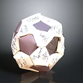 Handmade Decorative Polyhedron With Handwritten Notes On White Purple Surfaces For Daily Life 3d model