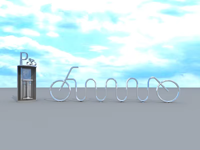 Road Infrastructure With Bicycle Parking Rack And P+R Facility Structure 3d model