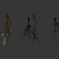 Arbor Tree Roots Display Natural Multiple Brown Twisted Structures On White Background 3d model