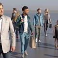 Modern leisure fashion crowd 3d model