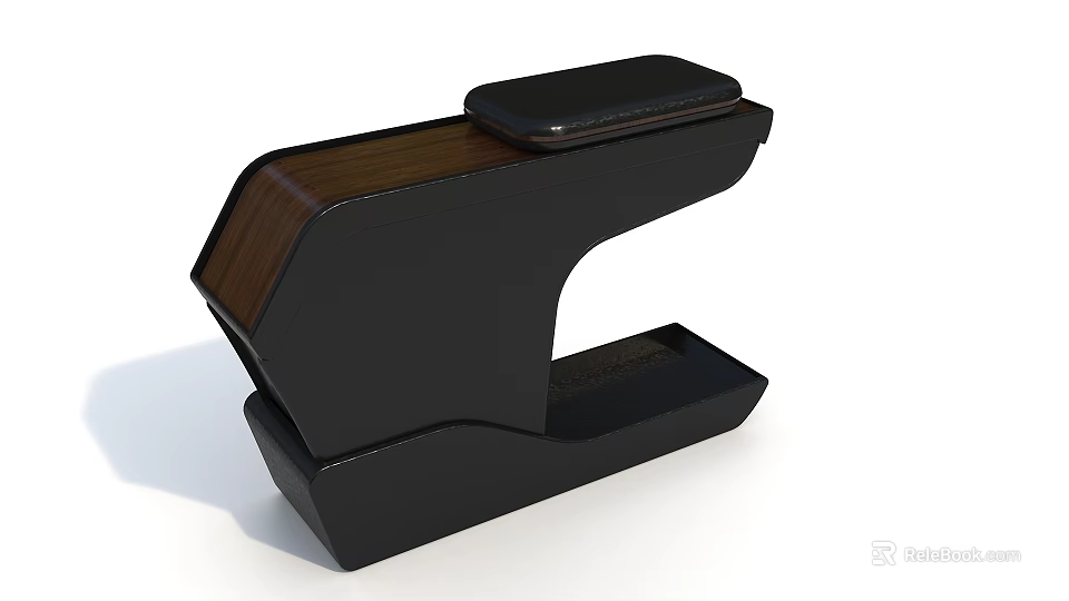 Modern Black Stapler With Wooden Texture And Sleek Top Press Design 3d model 