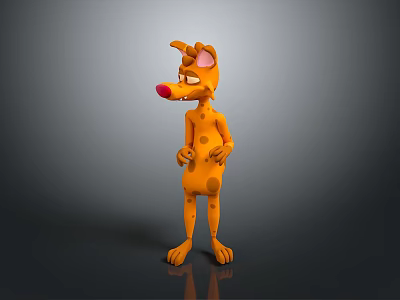 Orange Spotted Cartoon Character With Long Ears Red Nose Standing Pose 3d model