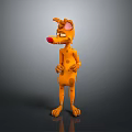 Orange Spotted Cartoon Character With Long Ears Red Nose Standing Pose 3d model