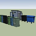 Different Colored Trash Bins With Wheels And Covered Shelter Designs For Waste