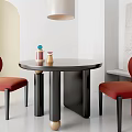 Retro style restaurant retro dining table and chair combination retro red dining chair model 3d model