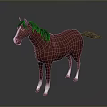Red Horse Standing With Black Mane Tail And White Hooves On Gray Background